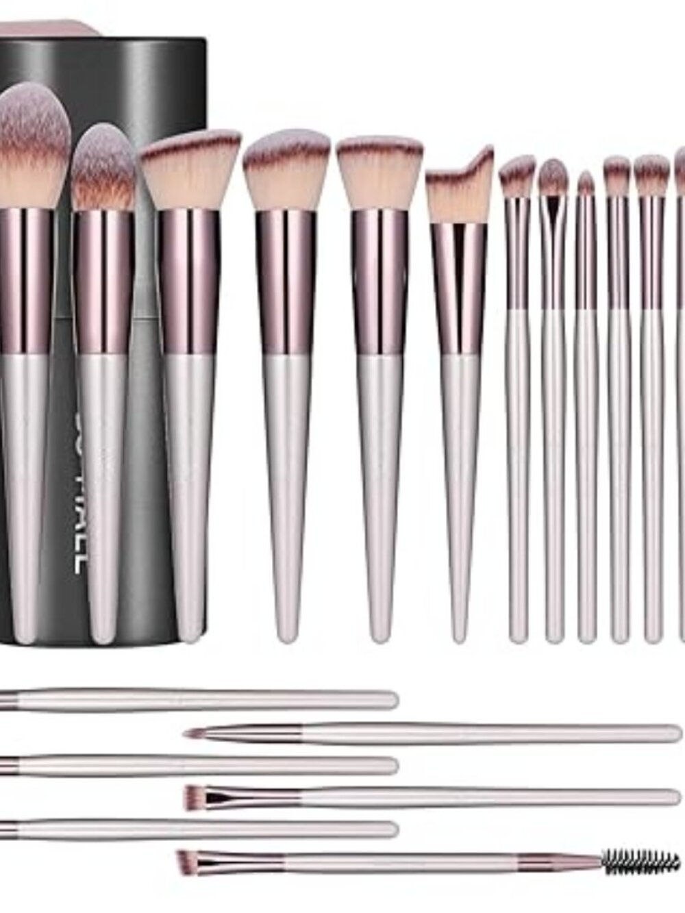 18PC Professional Makeup Brush Set with Case Labeled Brushes